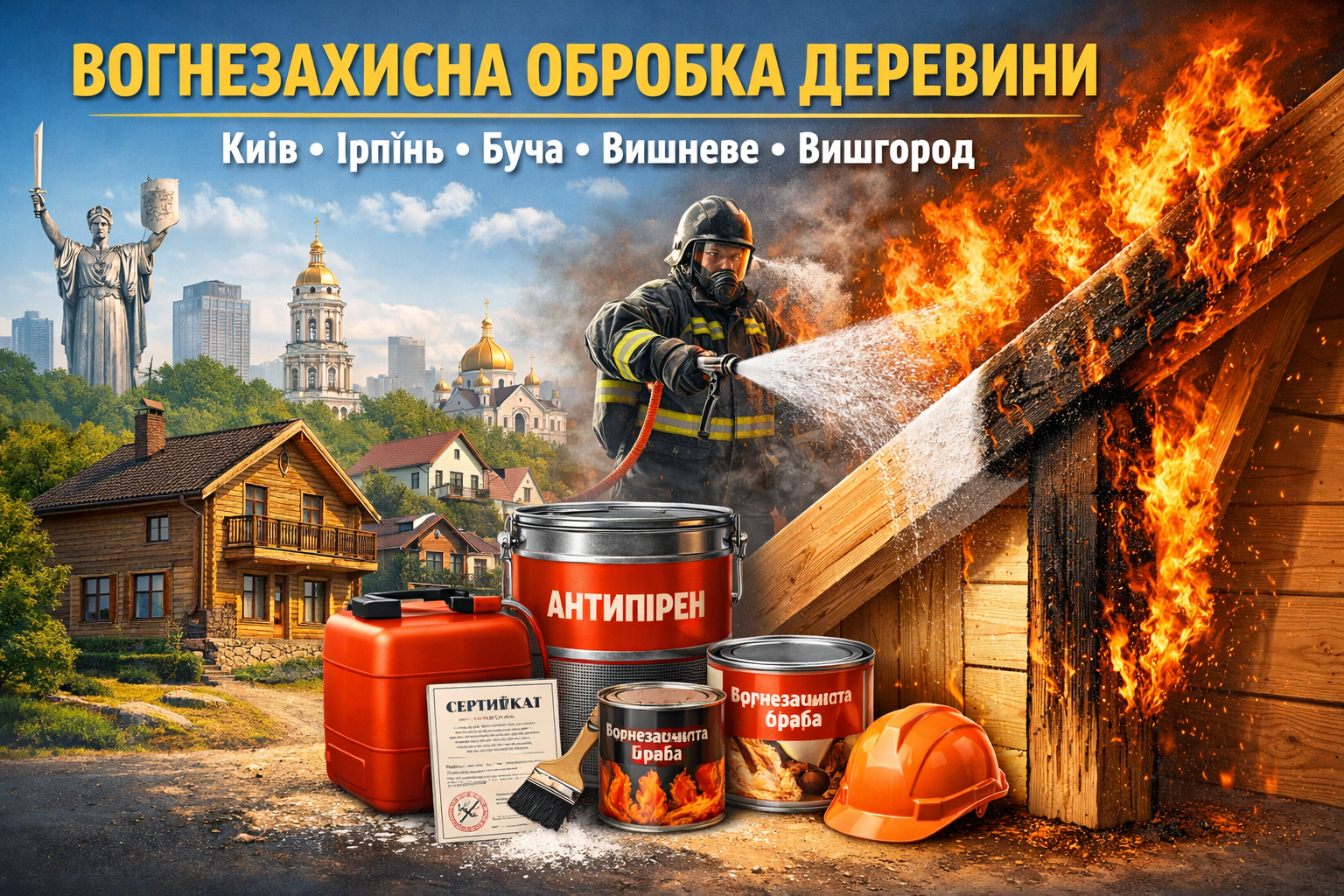 Вогнезахисна обробка деревини: надійний захист від пожежі - Вогнеборець Плюс