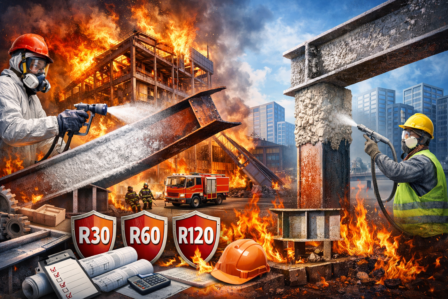 Вогнезахисна обробка металоконструкцій у Києві та Україні – професійні послуги від Вогнеборець Плюс - Вогнеборець Плюс