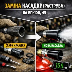 Заміна насадки (раструба) на ВП‑100 та ВП 45