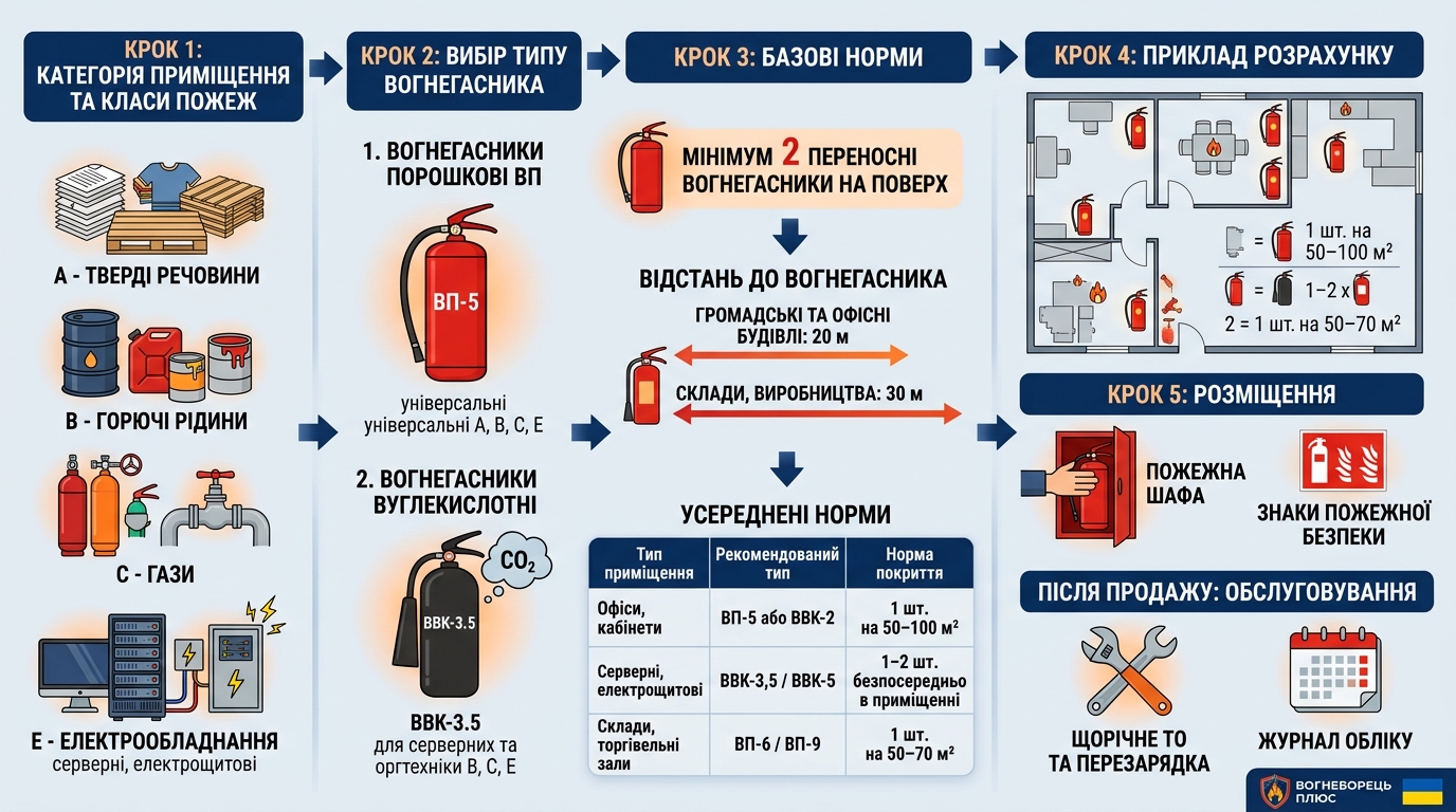 Розрахунок кількості вогнегасників для приміщення: інструкція та норми | Вогнеборець Плюс - Вогнеборець Плюс